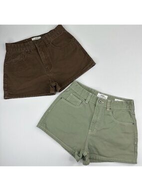 Cotton‎ On High Rise Mom Shorts Bundle Lot Sage Green Brown Womens Size US 6